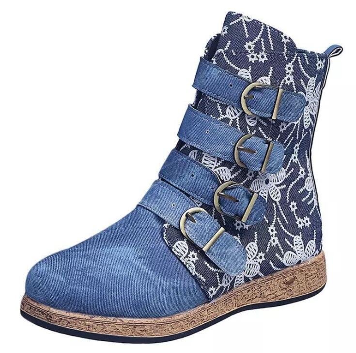 2021 Boots Woman Shoes Western Cowboy Style Europe and Handsome Retro Small Ladies Floral Boots Winter Boots Women