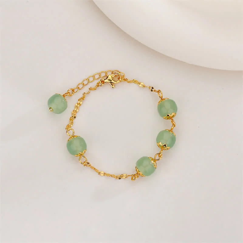Jade Bead Peace Happiness Prosperity Chain Bracelet