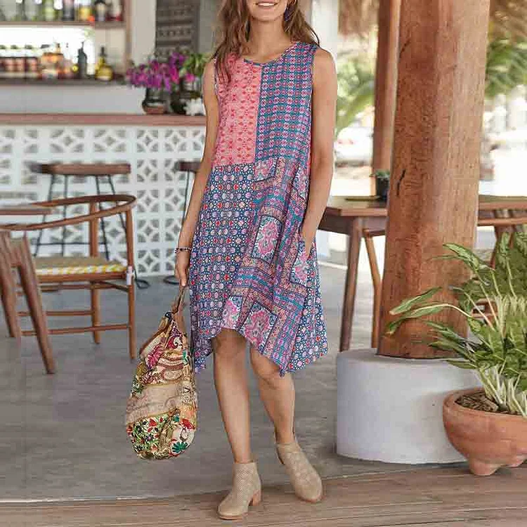 Comstylish Bohemian Irregular Hem Midi Dress