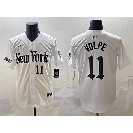 Men's New York Yankees #11 Anthony Volpe White "Gothic Legacy Edition" Vapor Premier Limited Stitched Baseball Jersey DBG9
