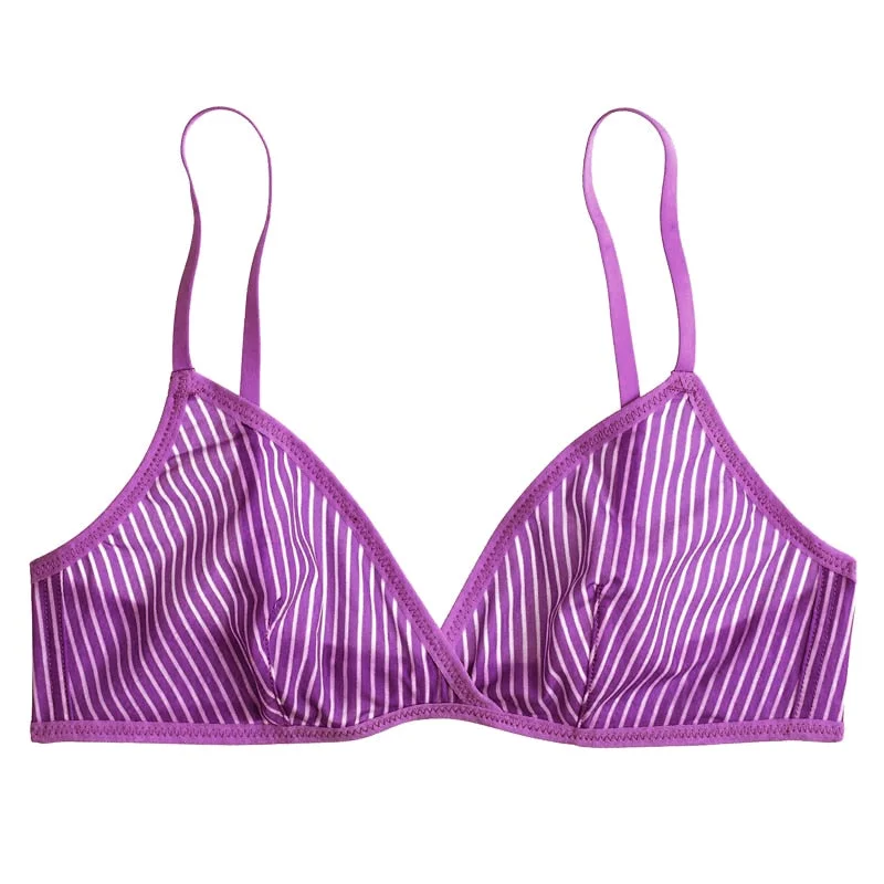 Sexy Stripe Bralette Women Underwear Mesh Lace Bra Top Wireless Ultra-thin Brassiere See Through Bras Female intimates Lingerie