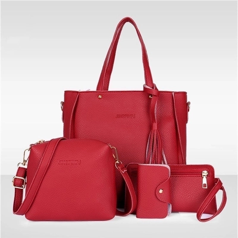 Women's Medium Pu Leather Solid Color Vintage Style Classic Style Bucket Zipper Bag Sets