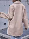 Simple Solid Color Lapel Collar Buttoned Loose Casual Woolen Outerwear