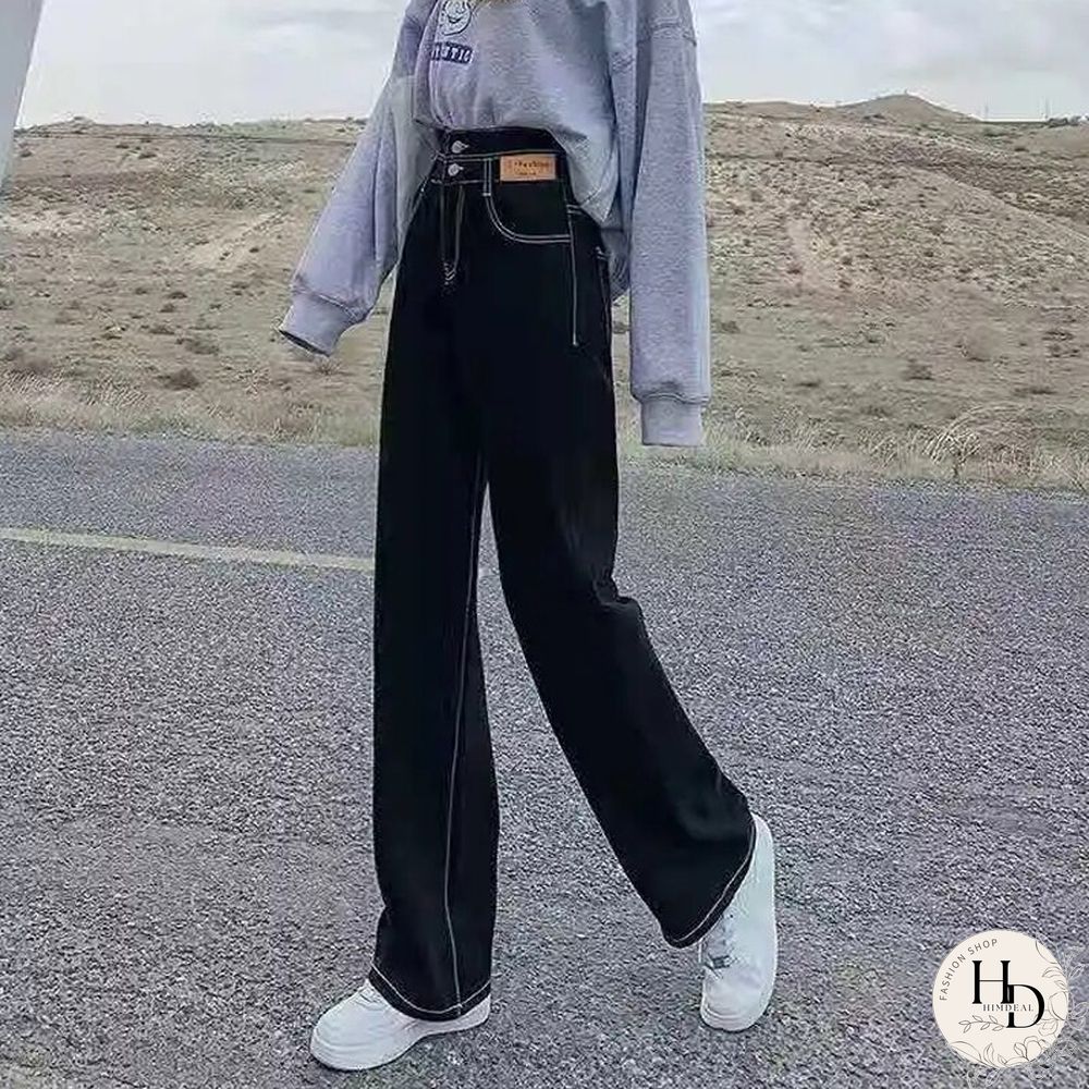 Autumn All Match Blue Denim Jeans Women High Waist Straight Casual Pants Korean Loose Fashion Black Female Baggy Jeans New