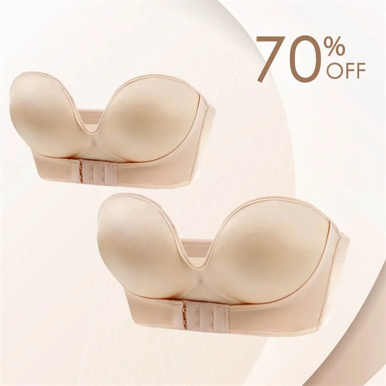 UpWing Bra - Front Buckle Strapless Wireless Bra