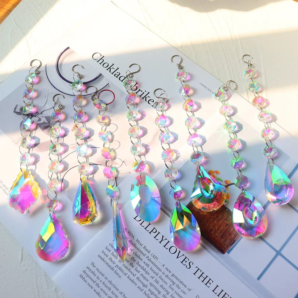Crystal Wind Chimes Ornament AB Color Beads Hanging Pendant Kids Room Decor