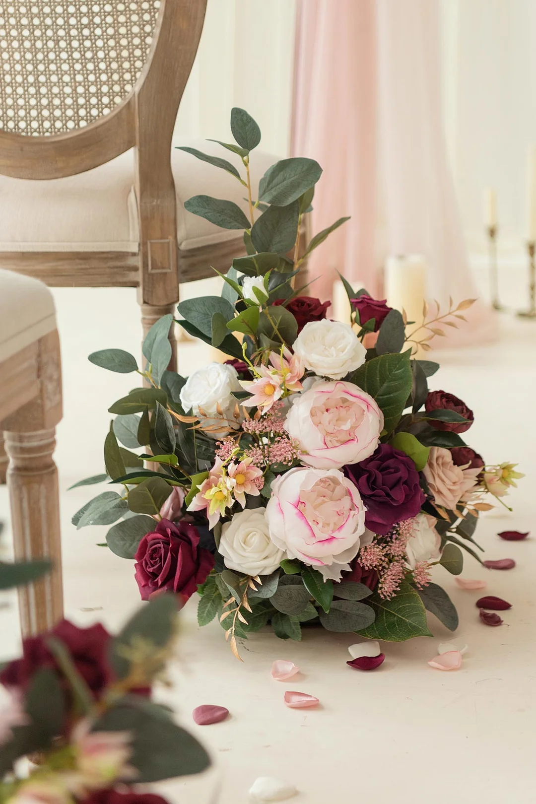 Free-Standing Flower Arrangements in Romantic Marsala