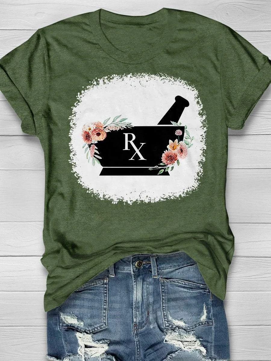 Marble Personalized Pharmacy Print Short Sleeve T-shirt