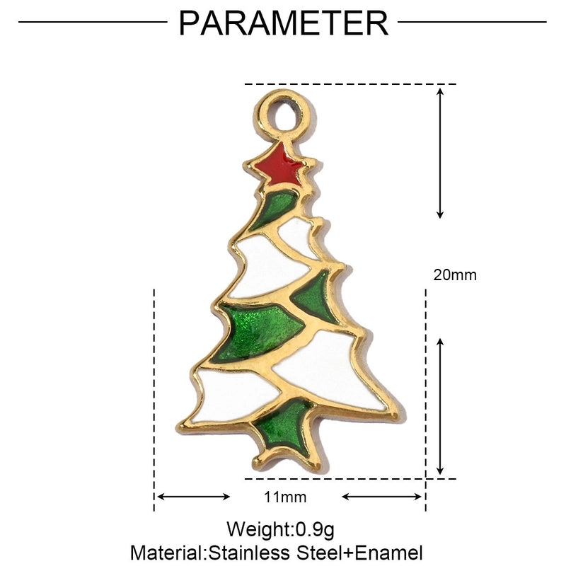 3 PCS/Package 13 * 20mm 14*27mm 28*39mm Titanium Steel Rhinestones Santa Claus Cherry Snowman Pendant Jewelry Accessories