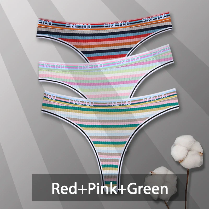 Billionm Colorful Cotton Panties for Women Sexy Striped Underwear G-string Thong Panty Female Breathable Soft Intimate Lingerie