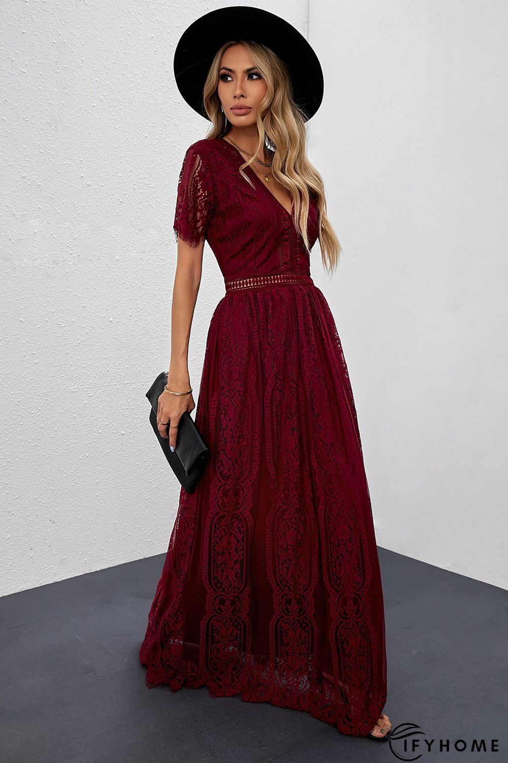 Red Blue Fill Your Heart Lace Maxi Dress | IFYHOME