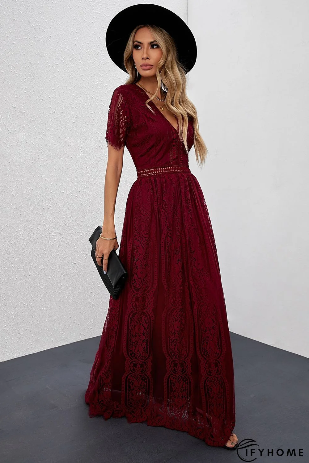 Red Blue Fill Your Heart Lace Maxi Dress | IFYHOME