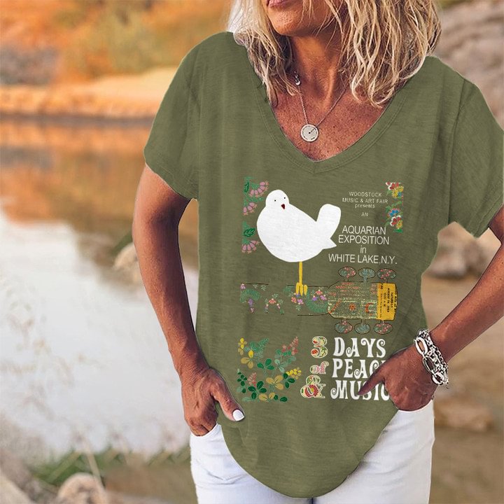 Peace Dove Printed Hippie T-shirt