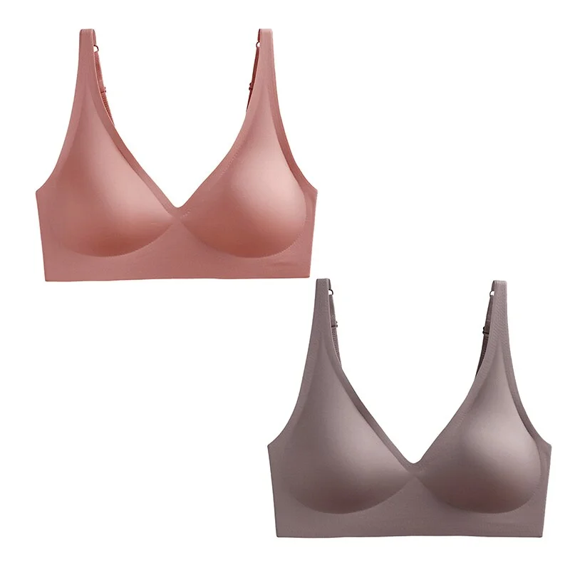 Billionm 2PCS Plus Size Sexy Seamless Bras For Women Wire Free Underwear BH Push Up Bralette With Pad Vest Top Soft Bra Brassiere Lingeri