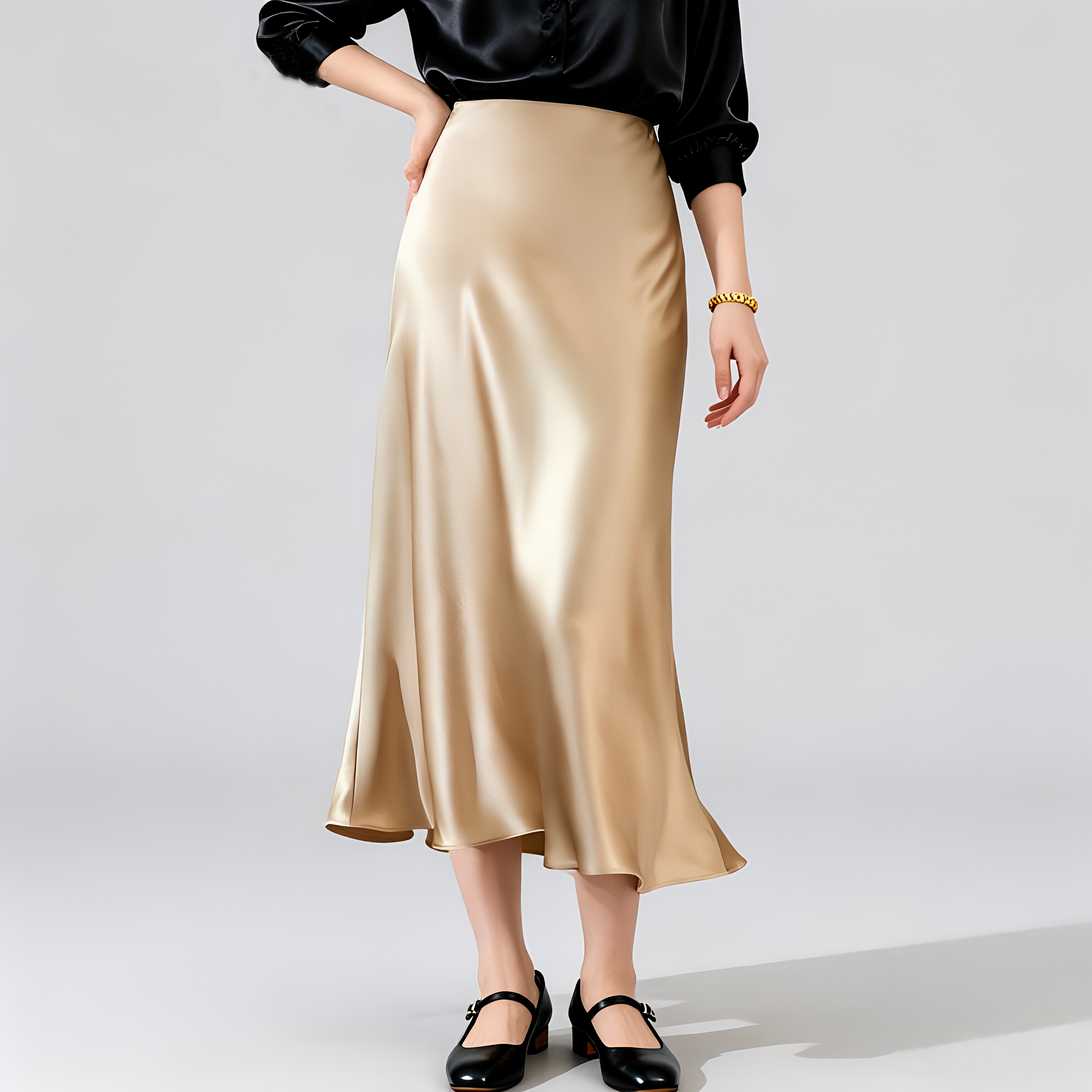 22 MM 100% Mulberry Silk Skirt Midi High Waist REAL SILK LIFE