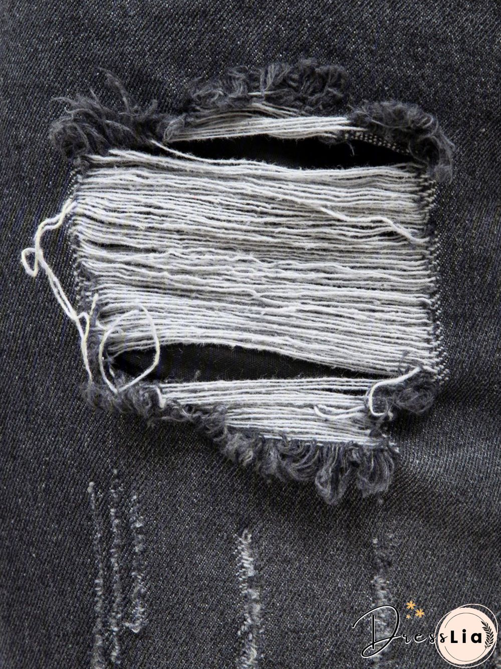 Blue Denim Plain Casual Pants