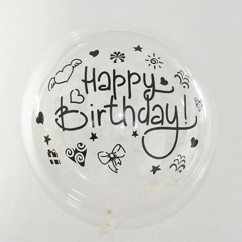 1Pc 20inch Transparent Balloon with Sticker Happy Birthday Balloons Helium Balloon Wedding Birthday Party Decoration Supplies