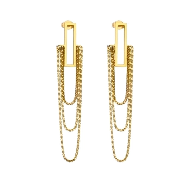 1 Pair Minimalist Rectangle Tassel Plating 304 Stainless Steel No Inlaid 18K Gold Plated Drop Earrings4