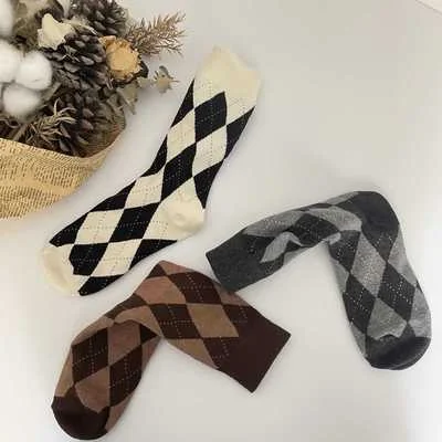 3 pairs of plaid socks set