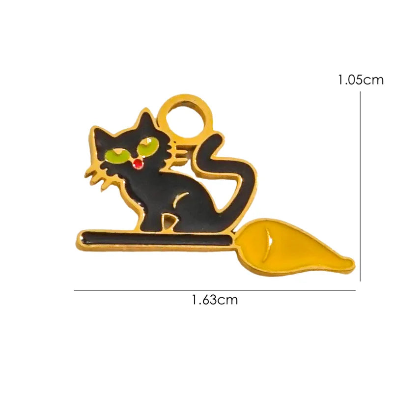 1 Piece 10*14.8mm 8.3*14.8mm 9.1*15.2mm 304 Stainless Steel 14K Gold Plated Pumpkin Skull Grimace Pendant Jewelry Accessories