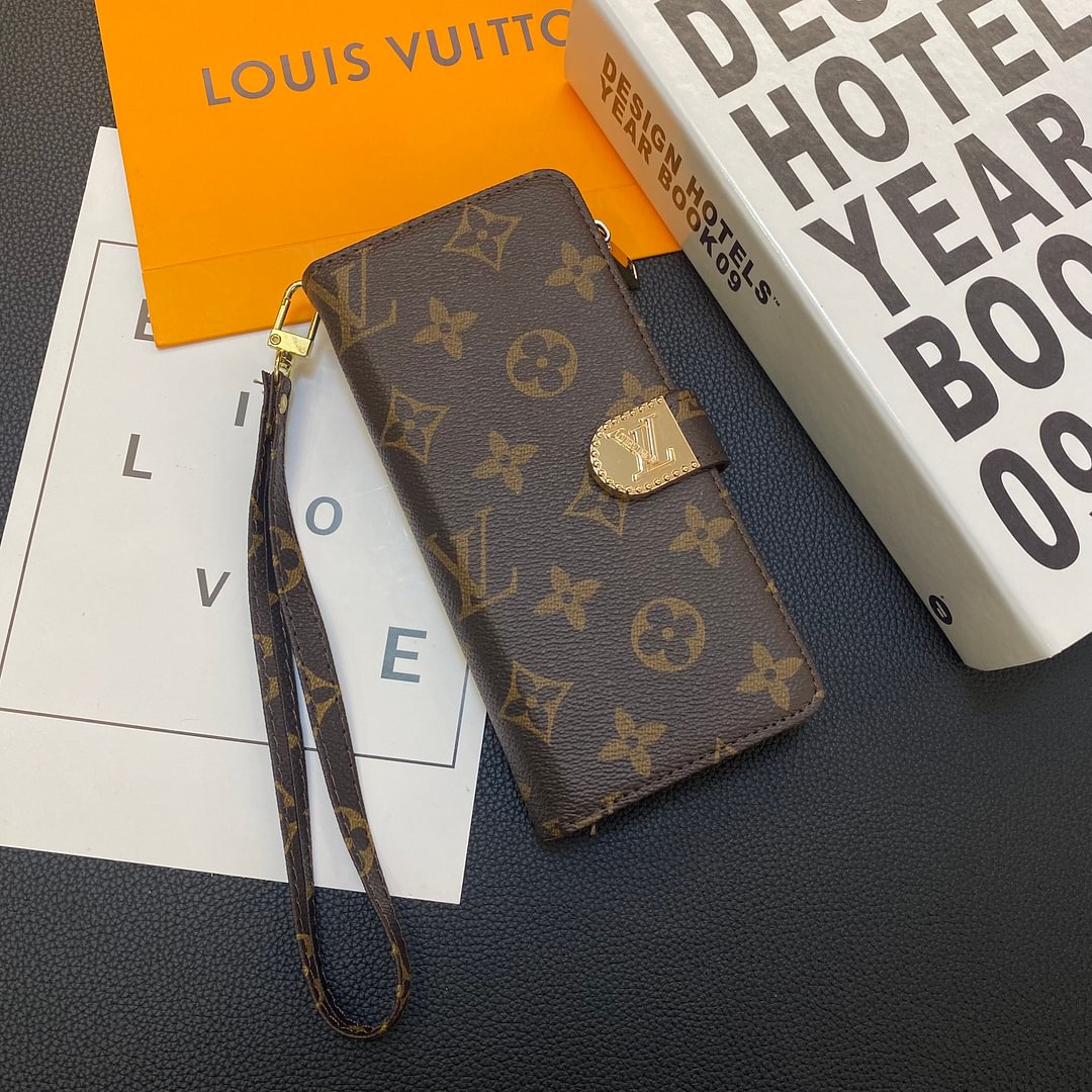 Monogram LV canvas leather wallet iPhone Samsung mobile phone case