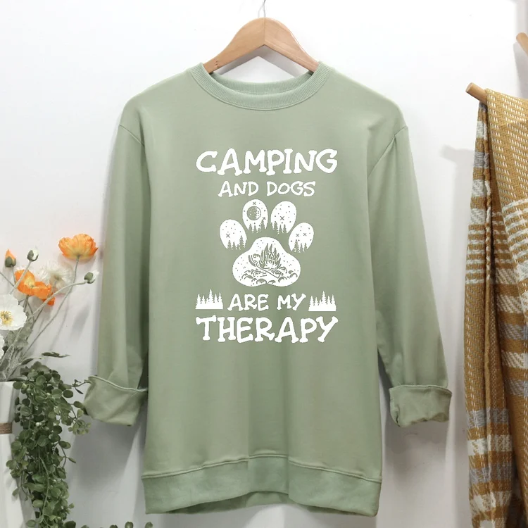 Camping And Dogs Are My Therapy Women Casual Sweatshirt-Annaletters