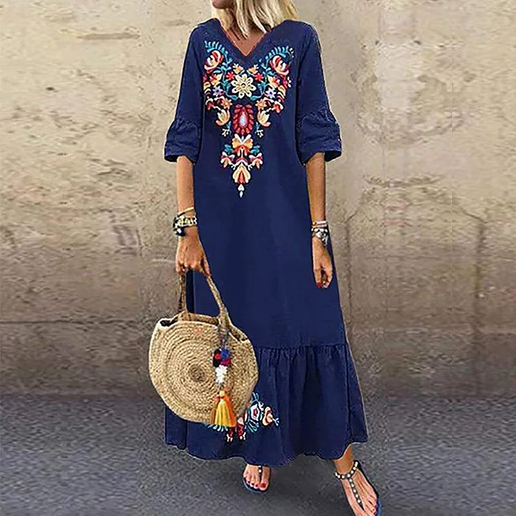 Cotton-blend Turkey Muslim Women Maxi Long Dress