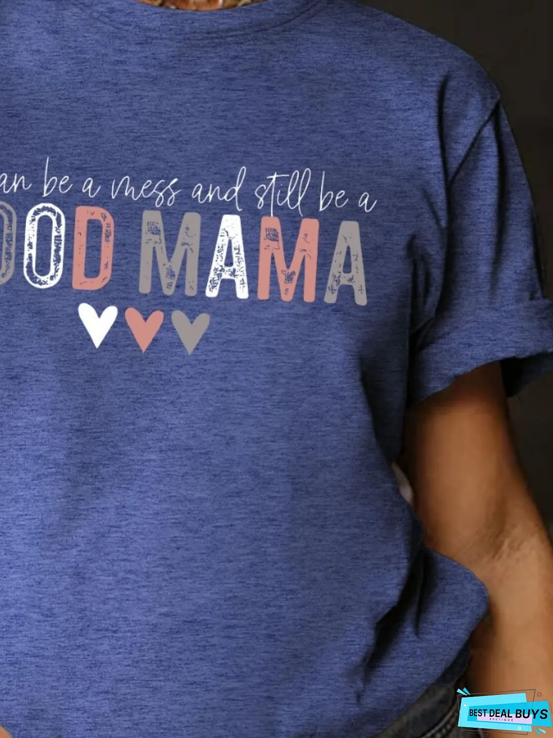 Full Size Letter Graphic Round Neck Short Sleeve T-Shirt