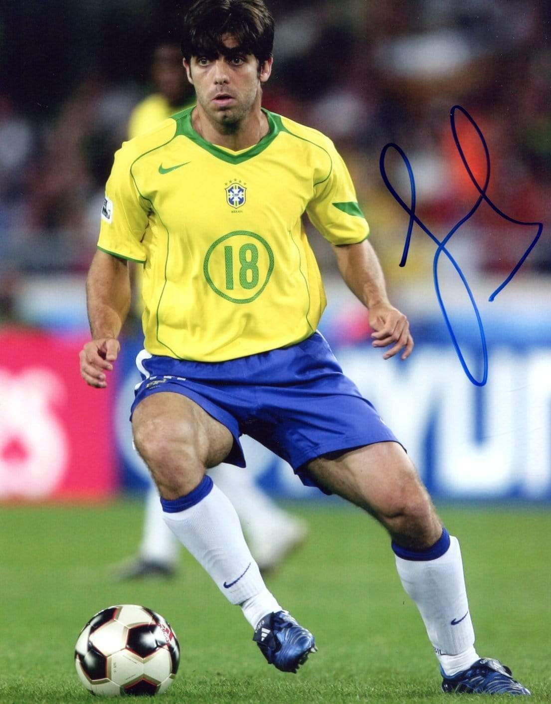 SOCCER Juninho BRAZIL NATIONAL TEAM autograph, signed Photo Poster painting