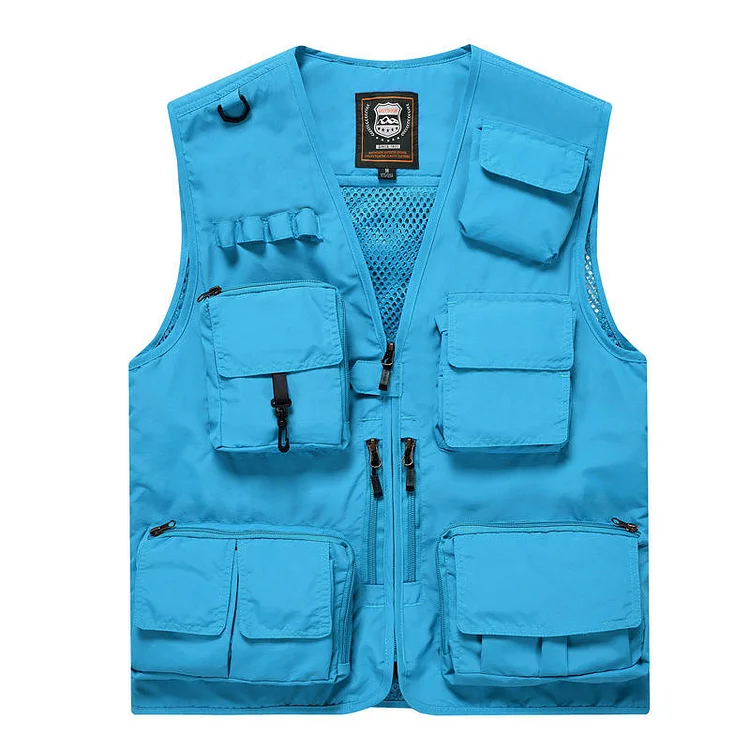 PASUXI Multi-pockets Practical Fishing Hiking Winter Sleeveless Plain Color Men Outdoor Plus Size Vest Jacket huanwei