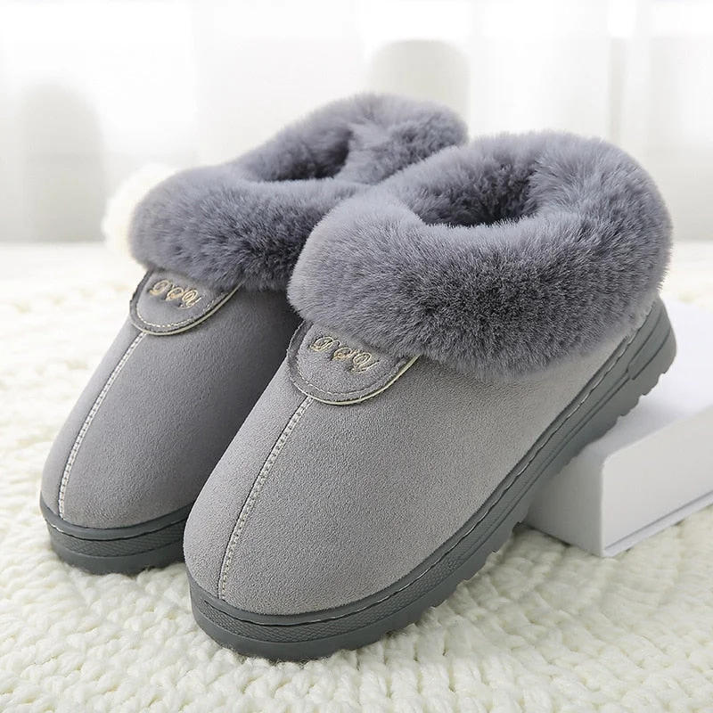 Vstacam 2022 Faux Fur Winter Warm Shoes Woman Men Indoor Slippers Soft Plush Anti-Slip Lovers Home Floor Slipper Cotton Slides SH08271