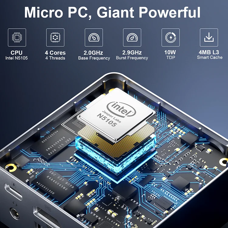  GMKtec Mini PC Windows 11 Pro Intel N5105, 8GB RAM