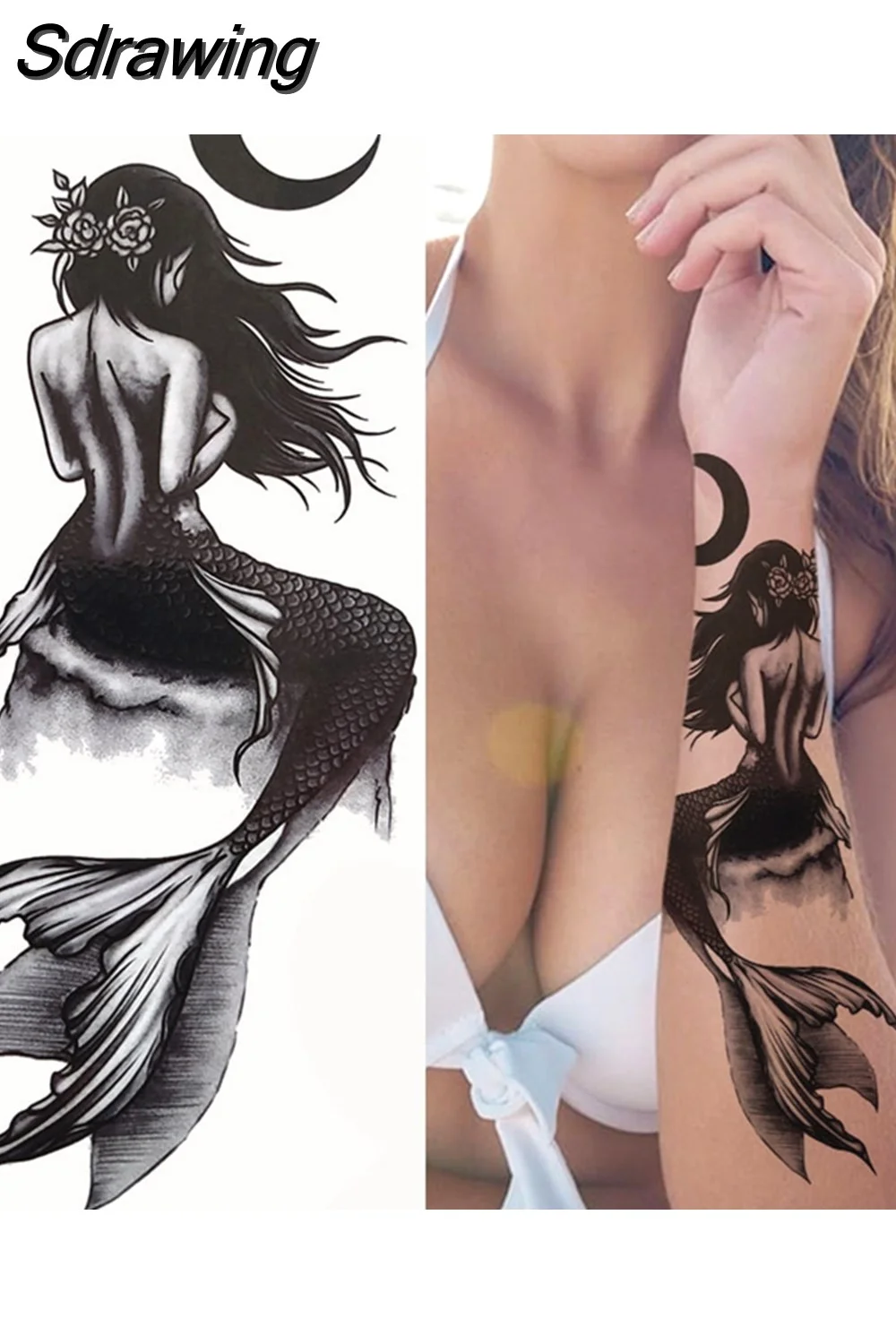 Sdrawing Forest Tattoo Sticker For Men Women Children Tiger Wolf Death Skull Temporary Tattoo Fake Henna Skeleton King Animal Tatoo 430-0