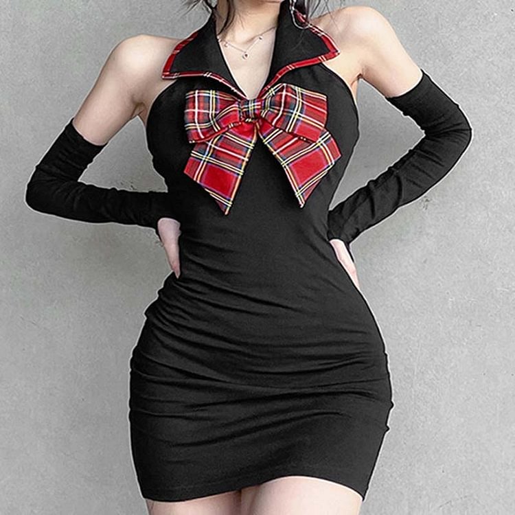 Bow Knot Decor A-line Sexy Dress - Modakawa modakawa