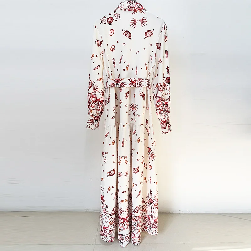 Nigikala Nigikala Spring And Summer New Star Fashion Holiday Casual Printed Shirt Long Dress Long Dress