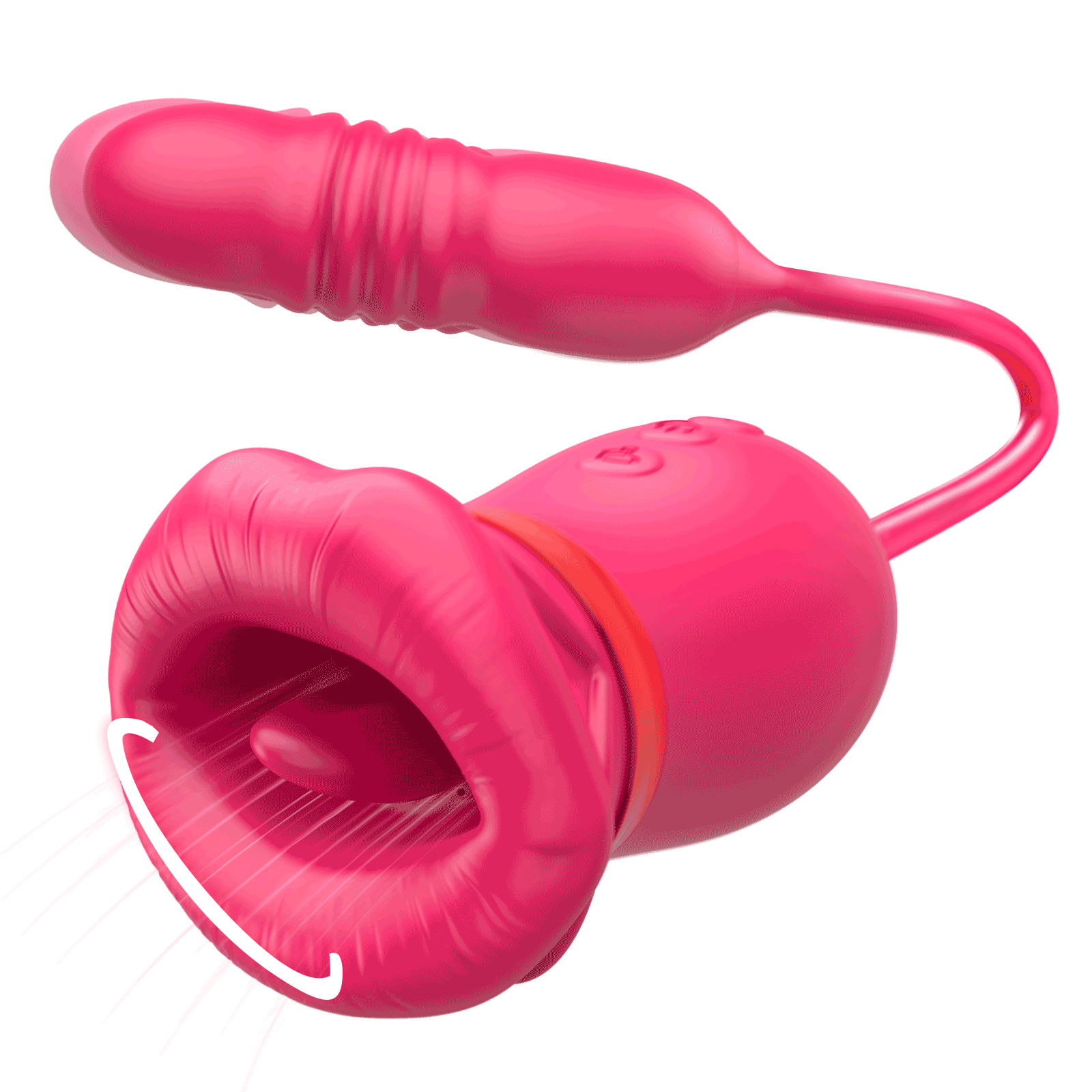 5-in-1 Big Mouth Rose Clit Sucker Toy With Thrusting Vibrator - Rose Toy