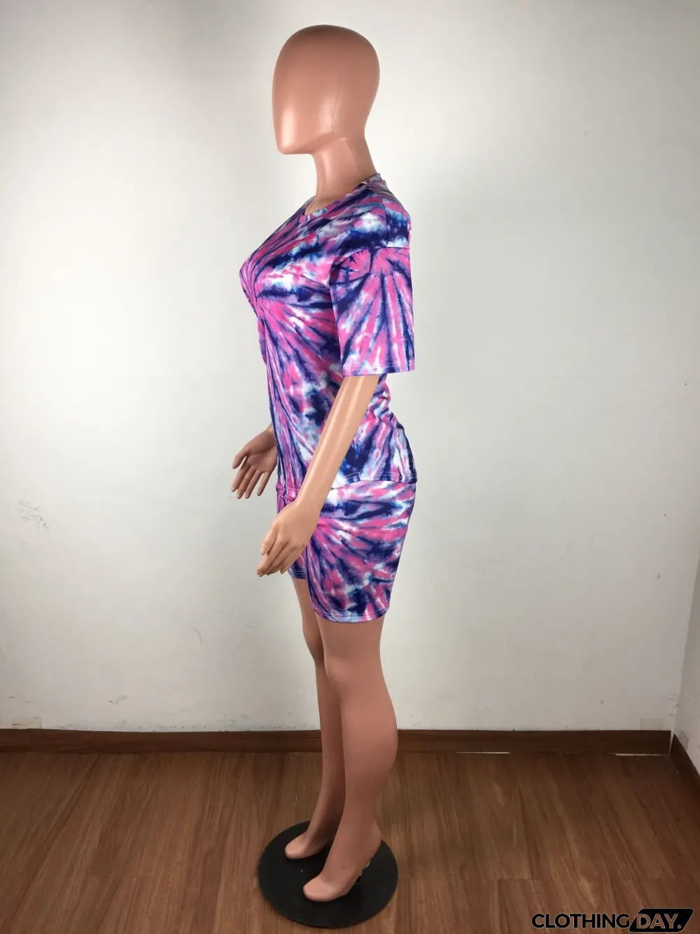 Summer Tie Dye Two Piece Biker Shorts Set