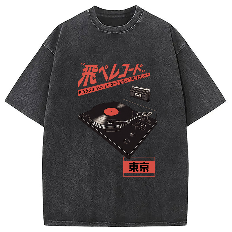 Retro Japanese Tokyo Music Washed T-shirt artswardrobe