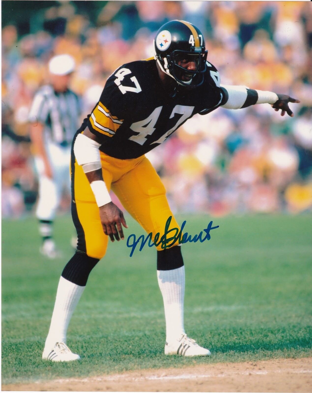 MEL BLOUNT PITTSBURGH STEELERS ACTION SIGNED 8x10