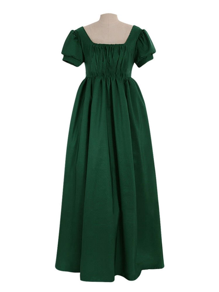 Regency Dress Short Sleeve Square Neck Bridgerton Empire Renaissance Tea Gown Jane Austen Waist Dress Novameme