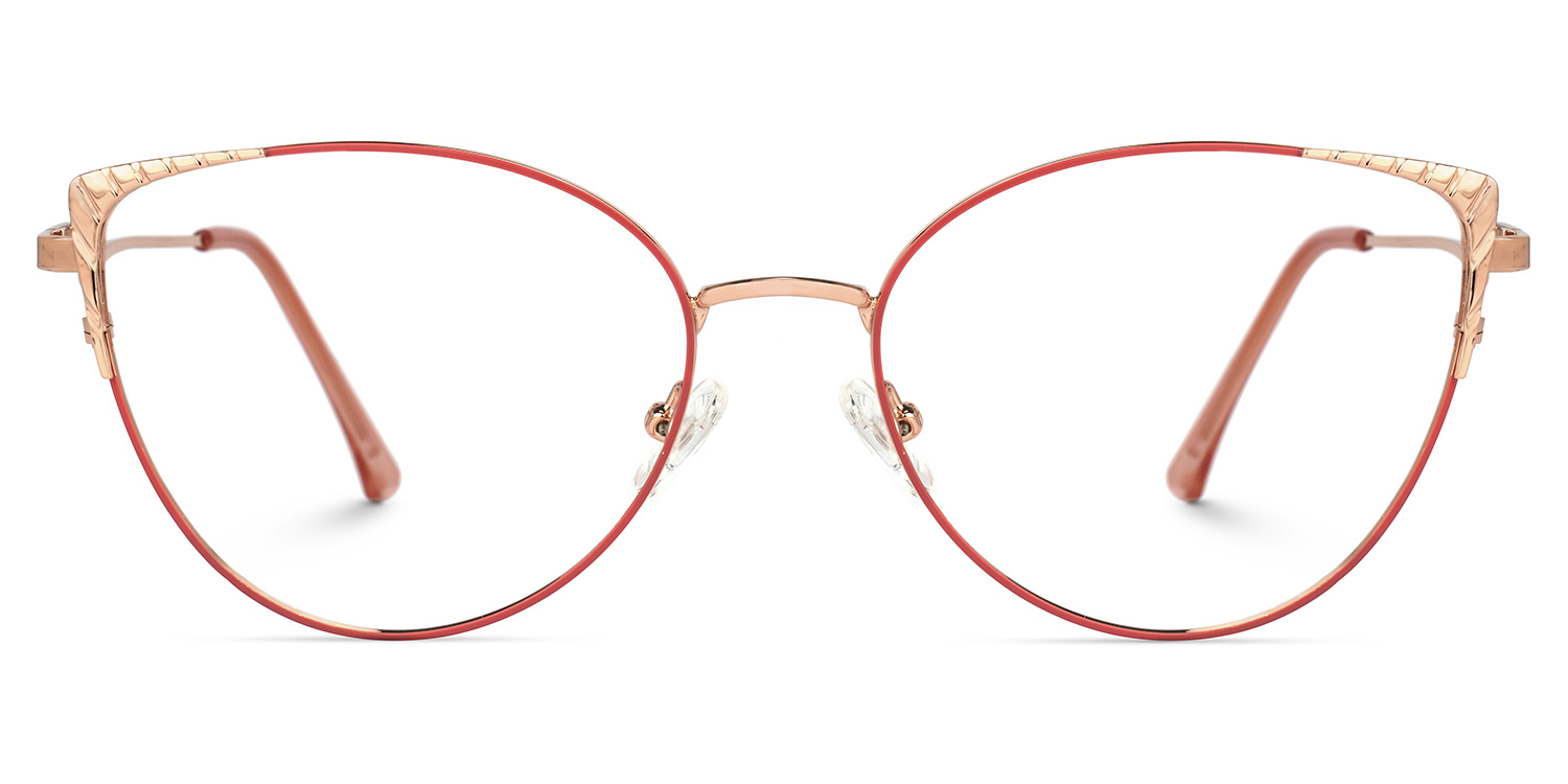Ena Rot-Gold Cateye Brille Rot-Gold