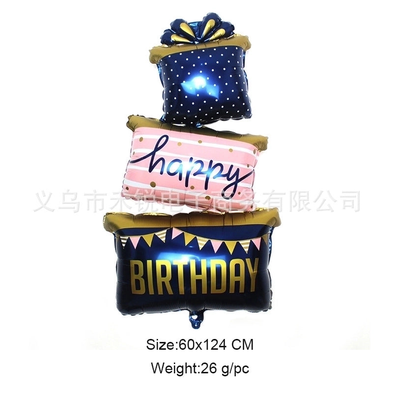 2 Pieces Birthday Cake Aluminum Film Party Balloon