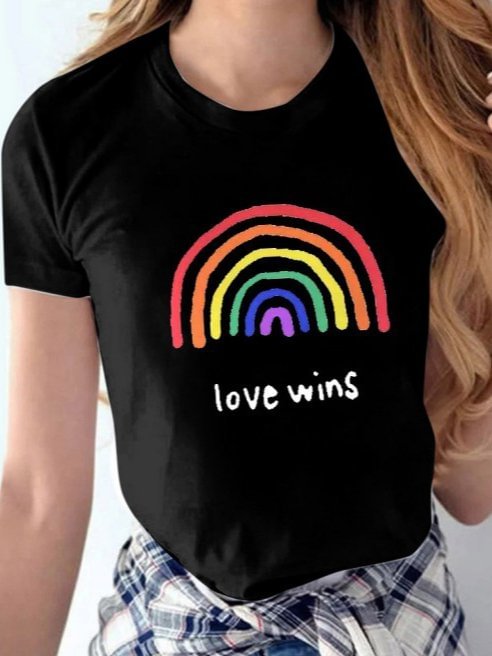 Bestdealfriday Casual Rainbow Printed Short Sleeve T-Shirts Tops 7964607