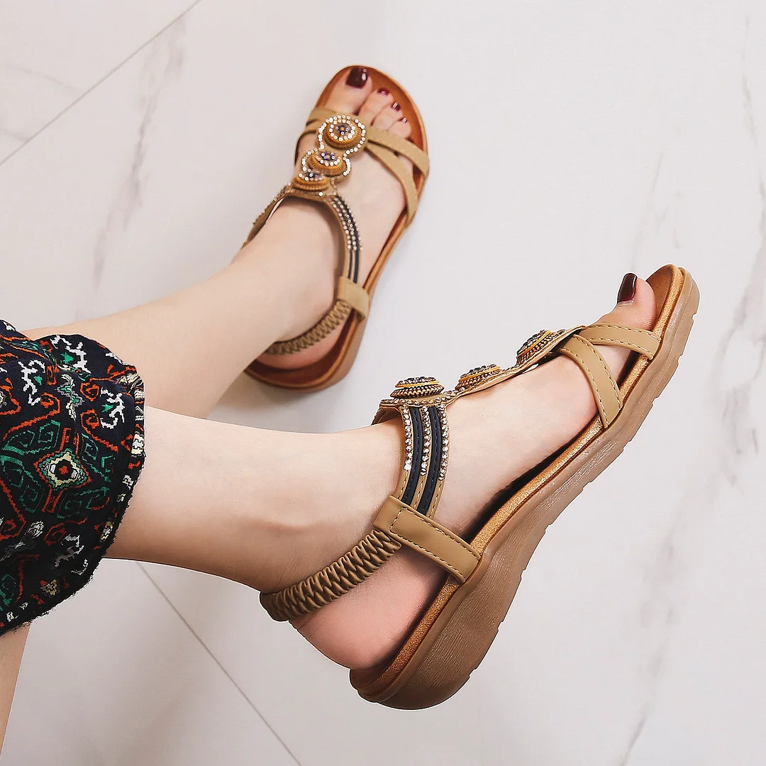 Sursell Shoes Women's Casual Retro Slope Heel Sandals