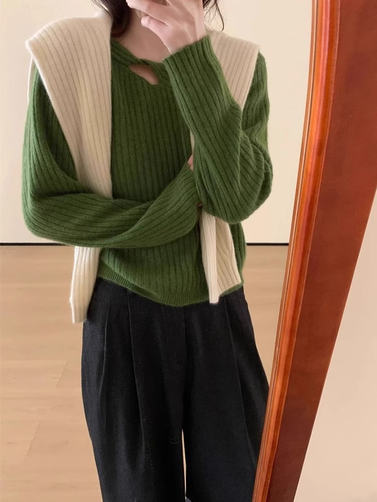 Hollow Out Pullover Raccoon Fur Sweater For Women In Spring And Autumn, Designed With Wool Lining And Short Knit Sweater
