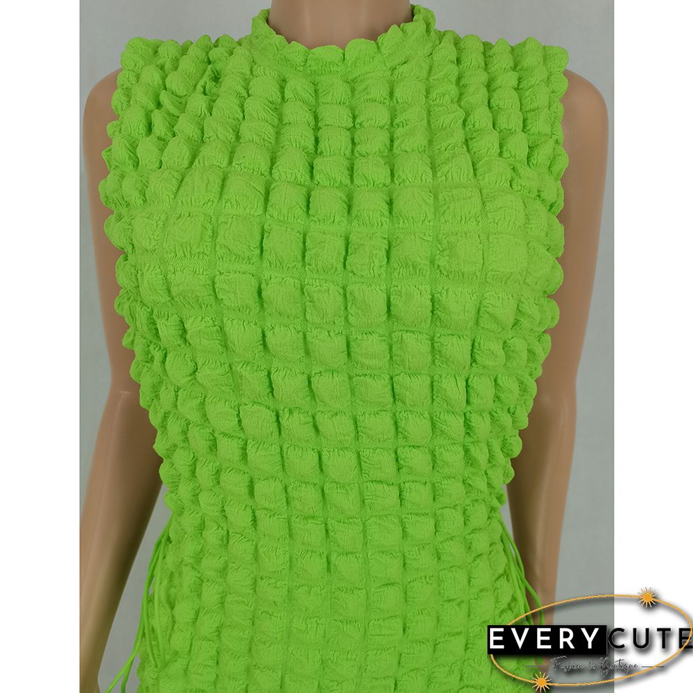Fluorescent Green Side Lace-up Sleeveless Bodycon Dress