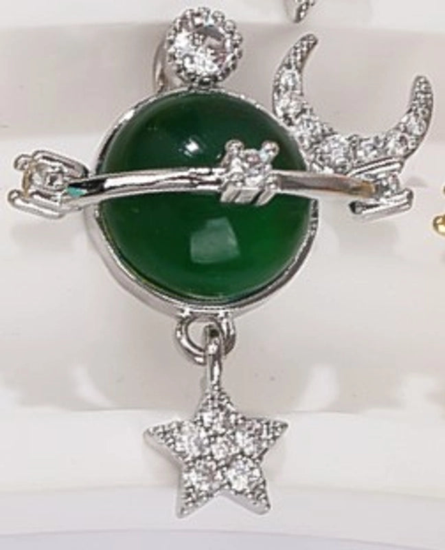 1 Piece Resin Copper Zircon 18K Gold Plated Star Moon Jewelry Accessories Pendant