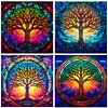Combo Kit（4PCS)-Diamond Painting-DIY DIY Full Round Drill Tree Stain Glass (30*30CM)