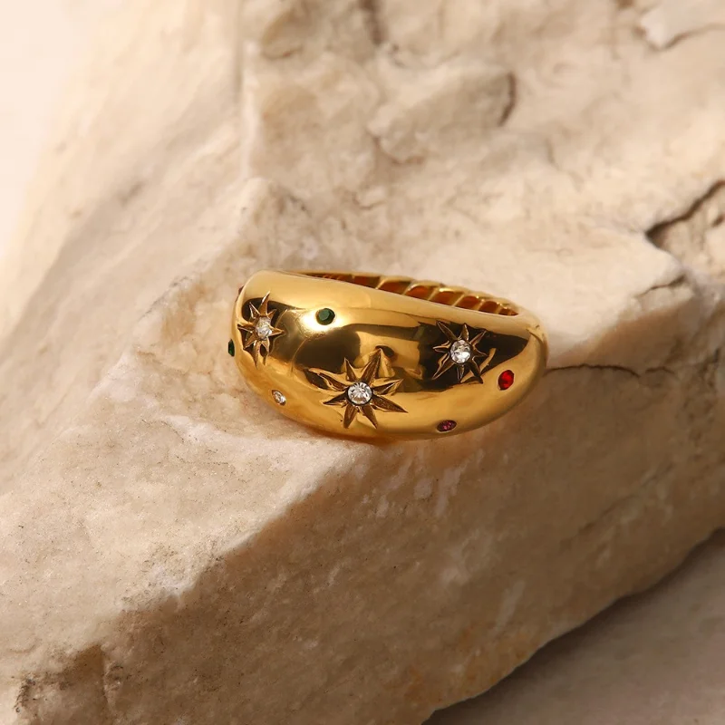 18K Gold Hexagram Zircon Ring