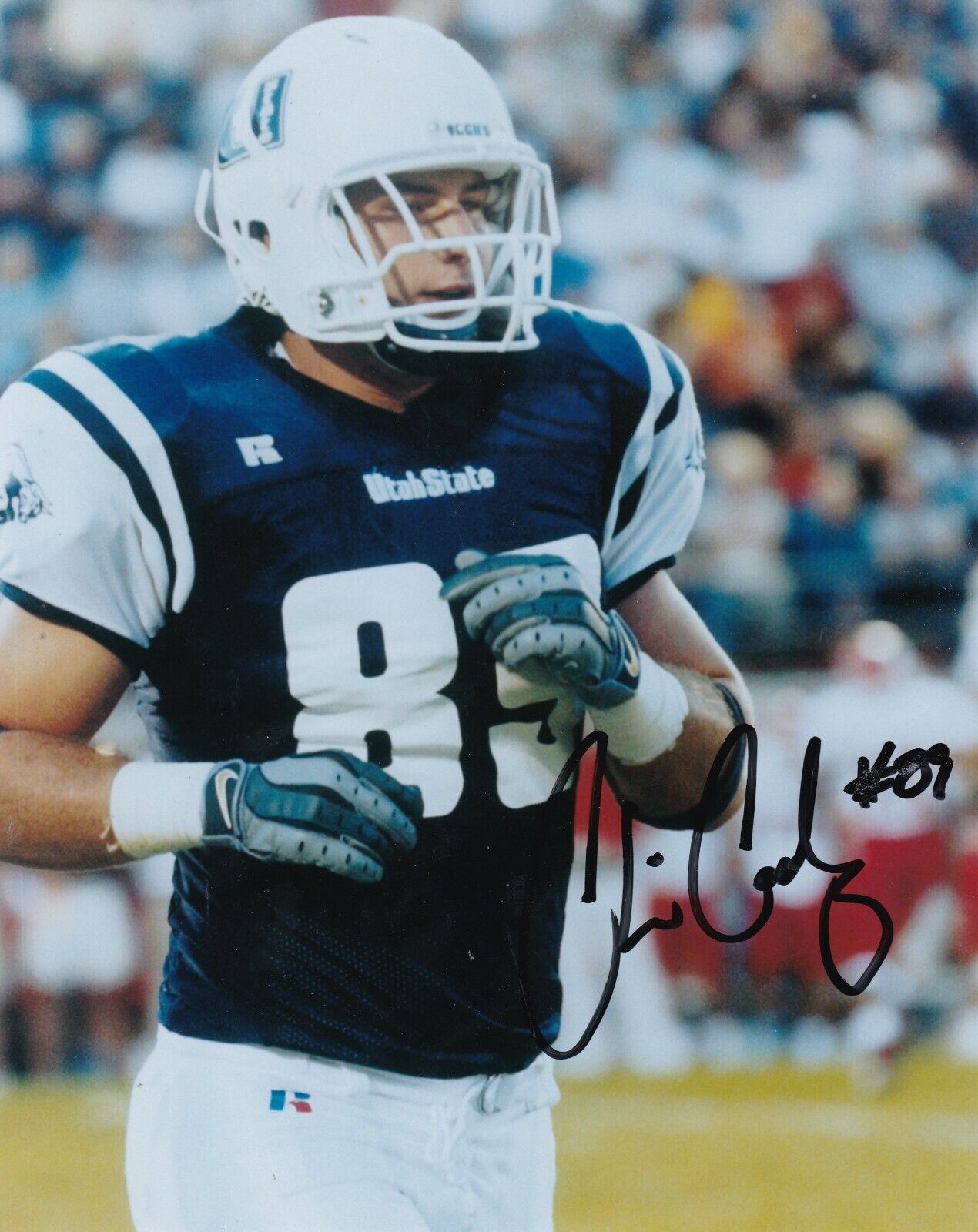 CHRIS COOLEY UTAH STATE AGGIES ACTION SIGNED 8X10